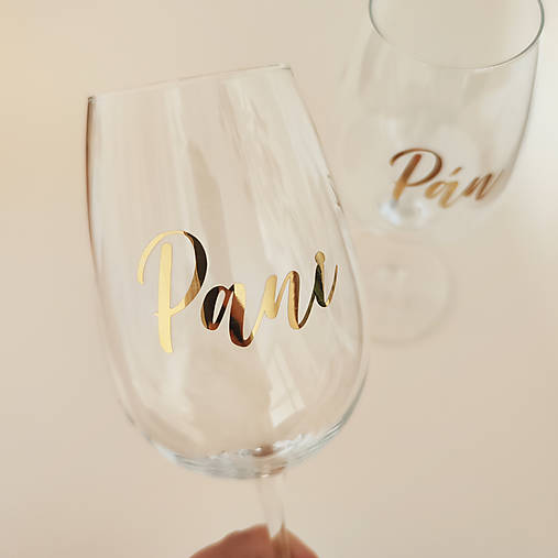 Nábytok - Set zlatých nálepiek na poháre - Pán a Pani - 16572127_
