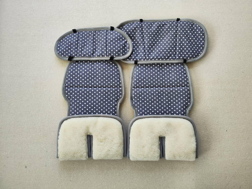 Detský textil - VLNIENKA podložky autosedačky  15/18/25 kg 100% Merino Top Super wash Natural Bodka šedá - 16572046_