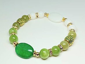 Náramky - Dámsky náramok zelený achát  a jadeit - 16571394_