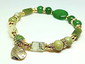 Náramky - Dámsky náramok zelený achát, jadeit a prehnit - 16571402_