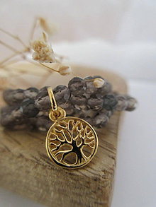 Náhrdelníky - Záhnedový náhrdelník so stromom života v zlate - 16572931_