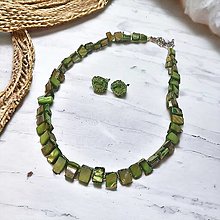Sady šperkov - Zelená perleťová súprava - 16570893_