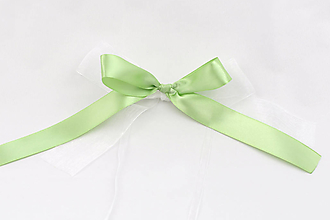 Dekorácie - Mašľa malá svetlá zelená-biela - 16571753_