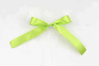 Dekorácie - Mašľa malá zelená-biela - 16571781_