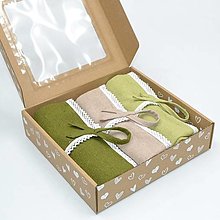 Úžitkový textil - Set kuchynských ľanových utierok na riad LERA zelená - 16572188_