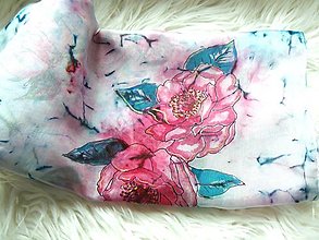 Šatky - Hodvábny šál  - Japonská ruža - 16571029_