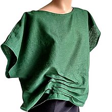 Topy, tričká, tielka - Ľanový top Štruktúry - forest green - 16571152_