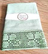 Úžitkový textil - Mentolová utierka s háčkovanou krajkou "Ďatelinka" - 16571002_