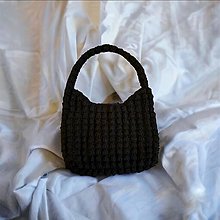 Kabelky - Háčkovaná mini kabelka/ crochet popcorn bag (Čierna) - 16571398_