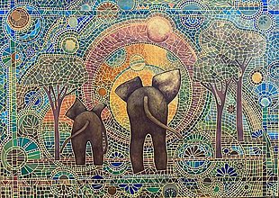 Obrazy - Odchod slonov - 16573097_