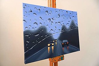 Obrazy - Daždové kvapky na čelnom skle - 30 x 40 cm - 16572196_