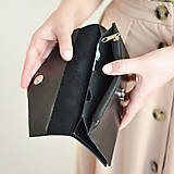 Peňaženky - Kožená peňaženka (čierna) - 16574590_