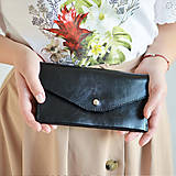 Peňaženky - Kožená peňaženka (čierna) - 16574591_