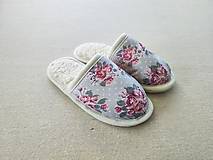 Ponožky, pančuchy, obuv - VLNIENKA barefoot papuče na doma 100% ovčia vlna MERINO Baranček Ružičky - 16574143_