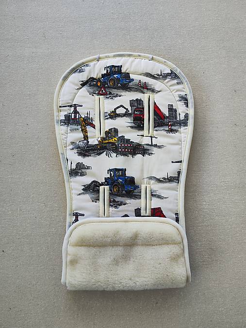 Detský textil - VLNIENKA podložka do kočíka BUGABOO FOX 100% WOOL Seat Liner Nákladné autá - 16574059_