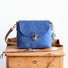 Kabelky - Kožená kabelka *Suede Cobalt Blue* - 16573126_