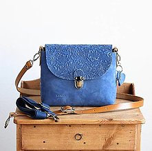 Kabelky - Kožená kabelka *Suede Cobalt Blue* - 16573138_