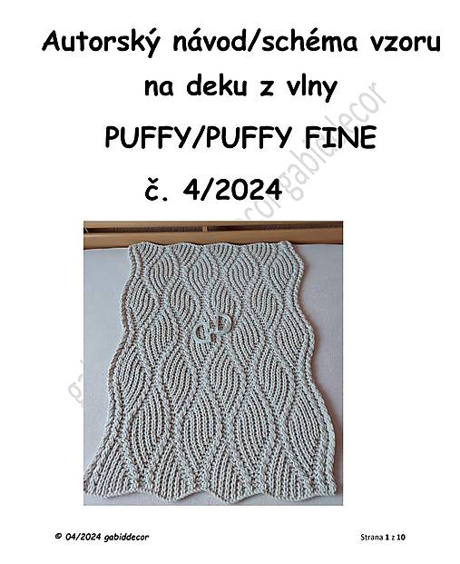Autorský návod/schéma vzoru na deku z vlny PUFFY/PUFFY FINE č. 4/2024