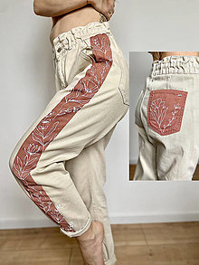 Nohavice - Ručne maľované nohavice - Lúčne kvety - 16573777_