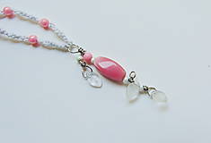 Náhrdelníky - Ružovo biely drôtikovaný náhrdelník - 16575592_