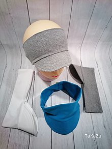 Čiapky, čelenky, klobúky - čelenka so šiltom (modrá) - 16576733_