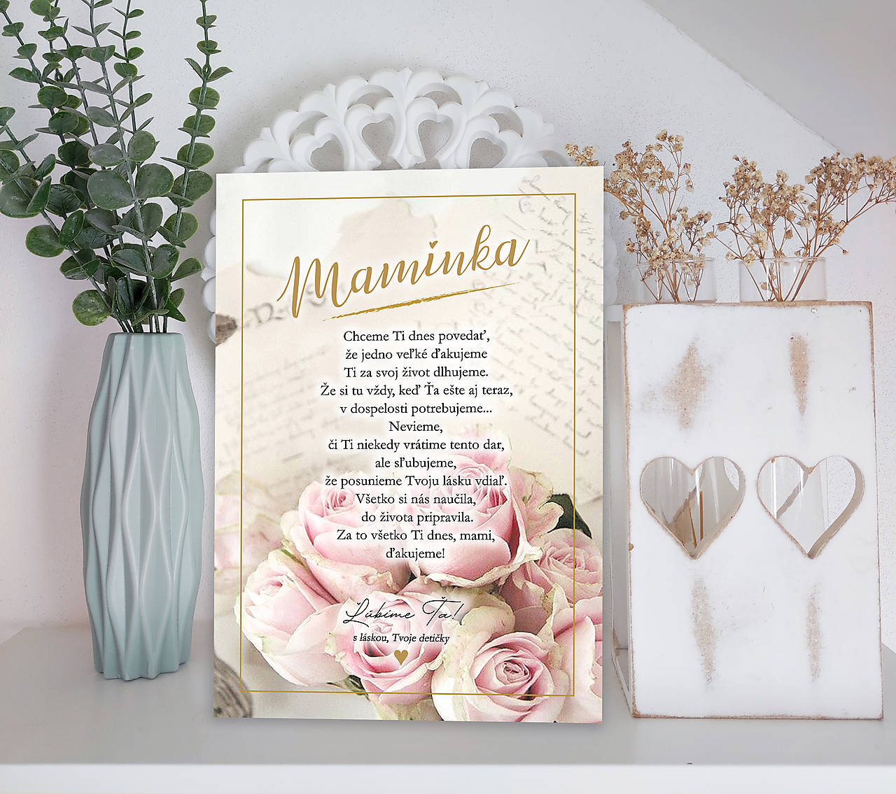 Tabuľka pre mamku na deň matiek  (ruže)