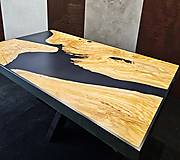 Nábytok - Konferenčný stolík z olivového dreva - čierny matný - 16576629_