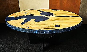 Nábytok - Oválny konferenčný stolík z olivového dreva - 16575584_