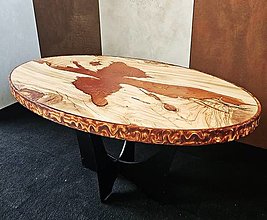 Nábytok - Bronzový konferenčný stolík z olivového dreva - 16576512_