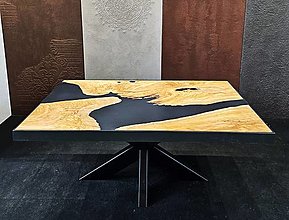 Nábytok - Konferenčný stolík z olivového dreva - čierny matný - 16576630_