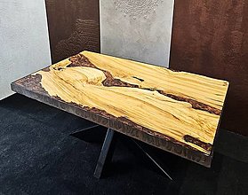 Nábytok - Hnedý konferenčný stolík z olivového dreva - 16576644_
