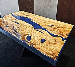 Nábytok - Modrý konferenčný stolík z olivového dreva II. - 16576675_