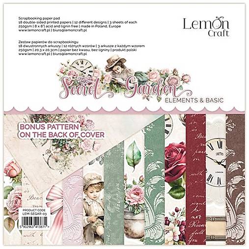 Papier - Scrapbook papier Lemoncraft Secret Garden Elements8x8 - 16578621_
