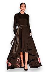 Šaty - Dámske, dlhé letné šat, čierne, viskóza, ručne maľované, - 16578806_