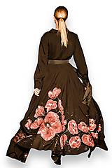 Šaty - Dámske, dlhé letné šat, čierne, viskóza, ručne maľované, - 16578807_