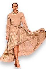 Šaty - Dámske, dlhé letné šat, béžové, viskóza, ručne maľované - 16578823_