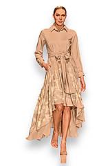 Šaty - Dámske, dlhé letné šat, béžové, viskóza, ručne maľované - 16578826_