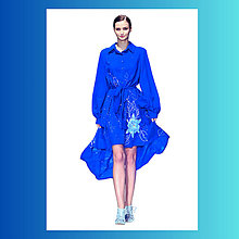 Šaty - Dámske, košelové šaty šaty, viskóza, kráľovská modrá, ručne maľované - 16578829_