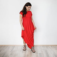 Šaty - Červené šaty s bočným výstrihom - 16578350_