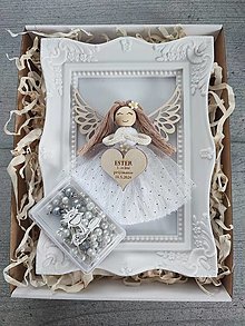 Dekorácie - Macrame anjel prvé sväté prijímanie  +ruženec - 16578687_