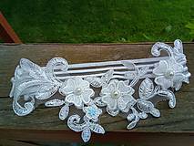 Spodná bielizeň - Ivory svadobný podväzok + čipkové kvety 24 - 16578008_