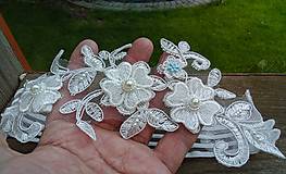 Spodná bielizeň - Ivory svadobný podväzok + čipkové kvety 24 - 16578010_