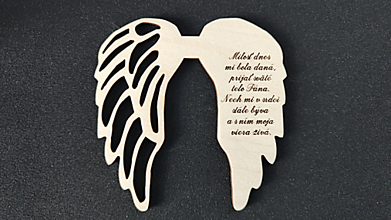 Polotovary - Drevené anjelské krídlo s textom - 16577613_
