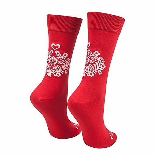 Ponožky CrazyStep Červené ľudové srdiečko