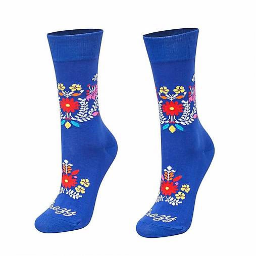 Ponožky CrazyStep Modré folk kvietky