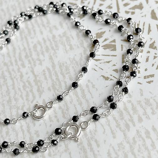 Faceted Black Spinel Necklace Silver Plated / Náhrdelník spinel, postriebrený, AG925, E035