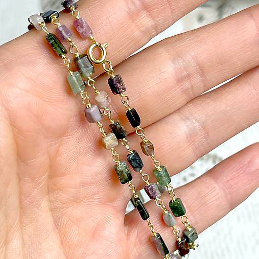 Multicolor Tourmaline Bracelet Gold Plated / Náramok turmalín, pozlátený, AG925, E035