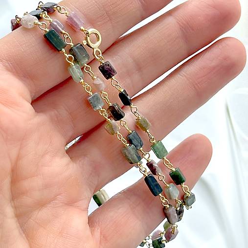 Multicolor Tourmaline Bracelet Gold Plated / Náramok turmalín, pozlátený, AG925, E035