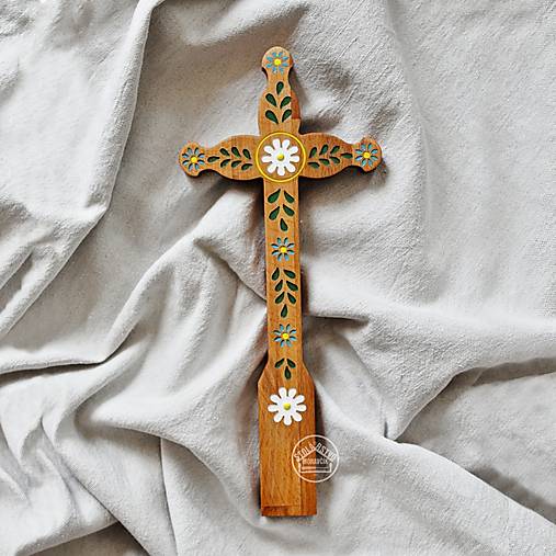  - Kríž drevený 30cm farebný List - 16580048_