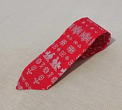 Pánske doplnky - pánska kravata folk ČIČMANY červená - 16580638_